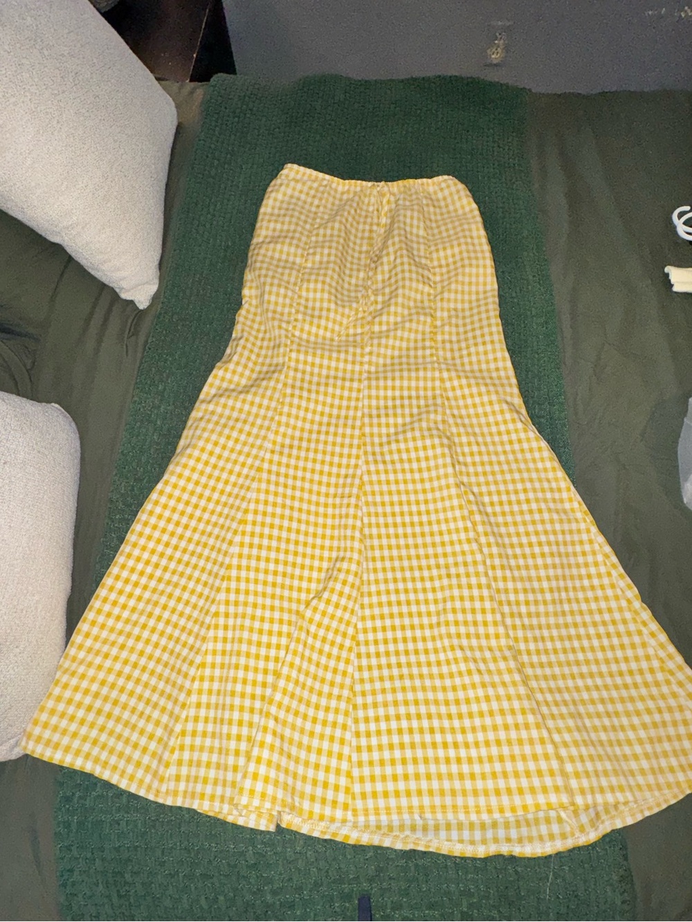 SHEIN Yellow Gingham Mermaid Skirt